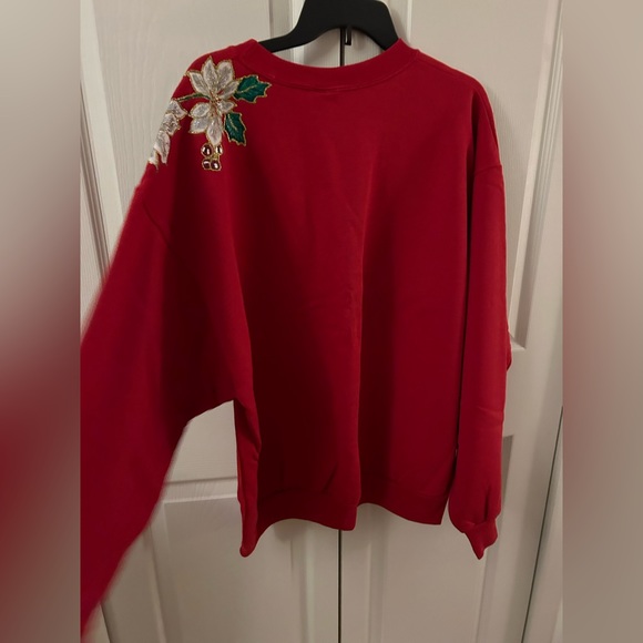 NWOT Gopher Sport Red Christmas Flowers Ugly Sweatshirt Size XL Made in the USA - Picture 5 of 6